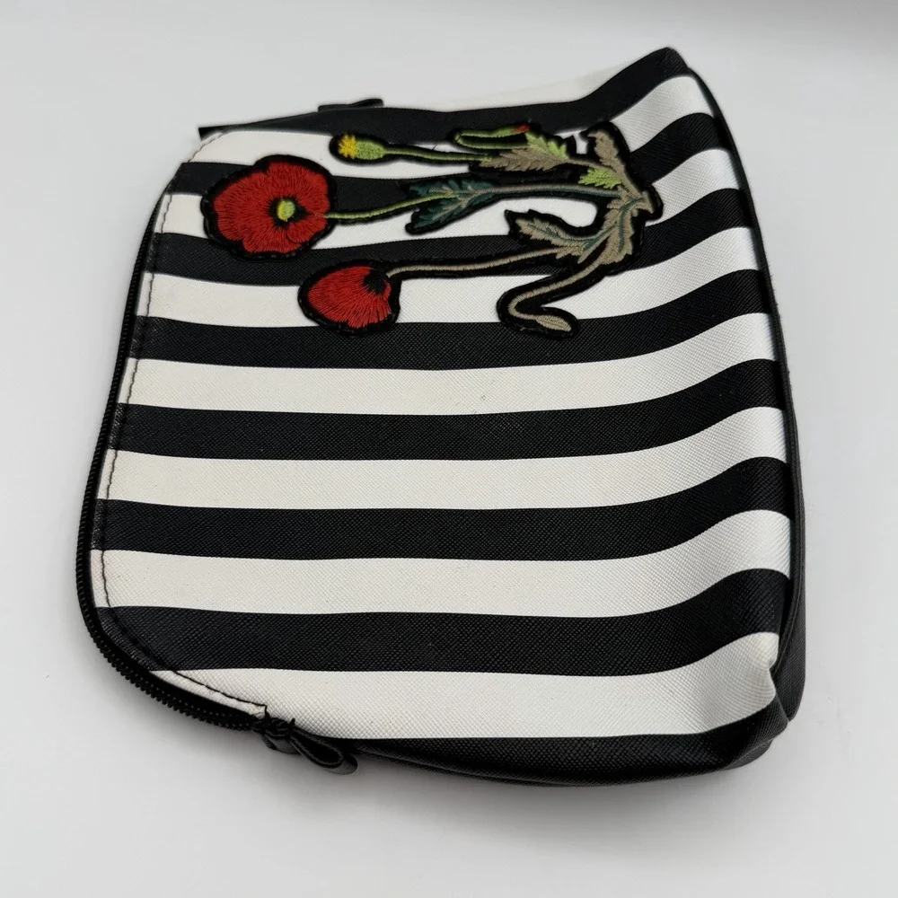 Travel Makeup Bag‎ Zip Cosmetic Pouch Striped Embroidered Floral Nordstrom