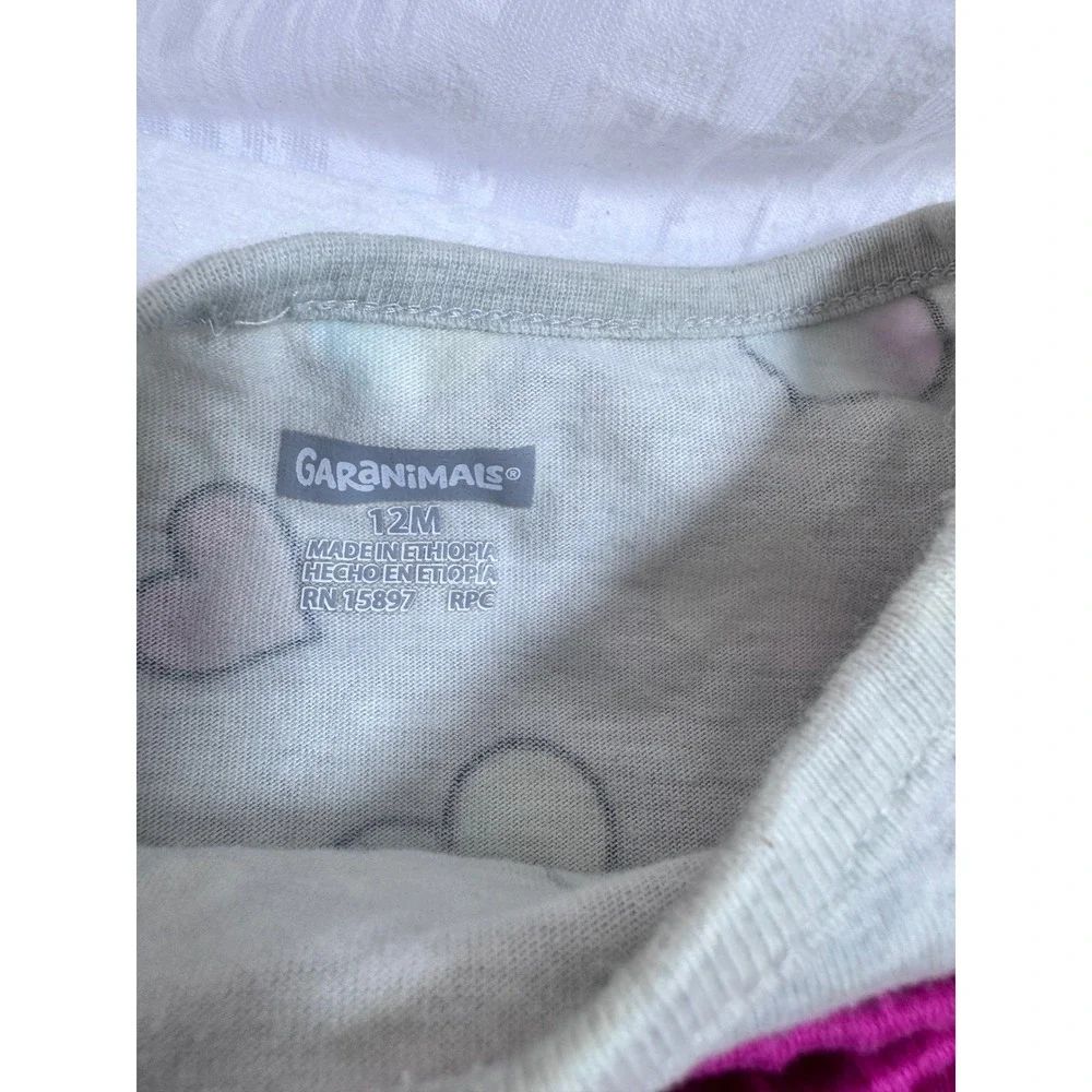 Garanimals Baby Girls 12M‎ 4pc Outfit Set Dinosaur Hearts Gray Pink Mix Match