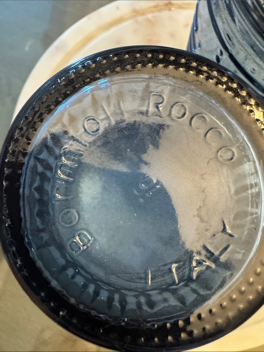Bormiolo Rocco Made in Italy Set of 3 Blue Embossed Glasses