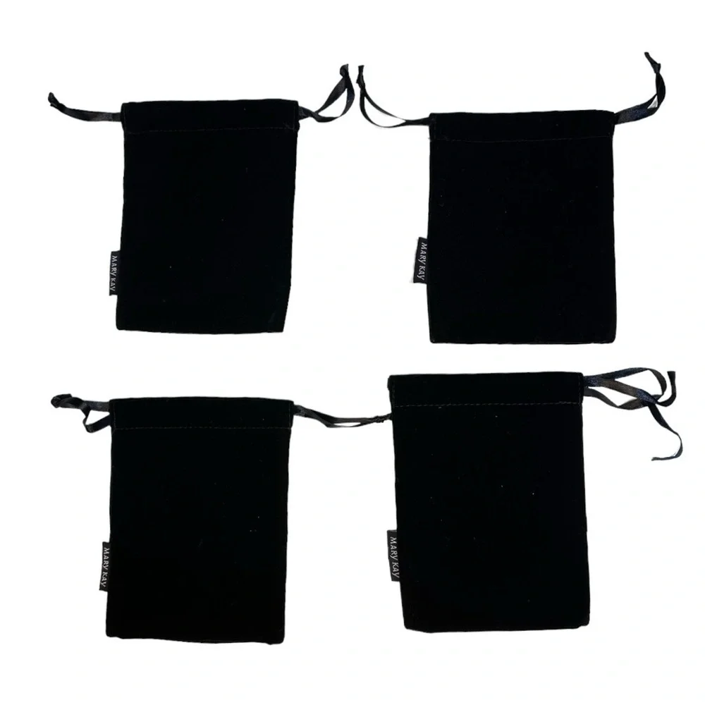 Mary Kay Velour and Satin Drawstring Cosmetic Bag - Set of 4