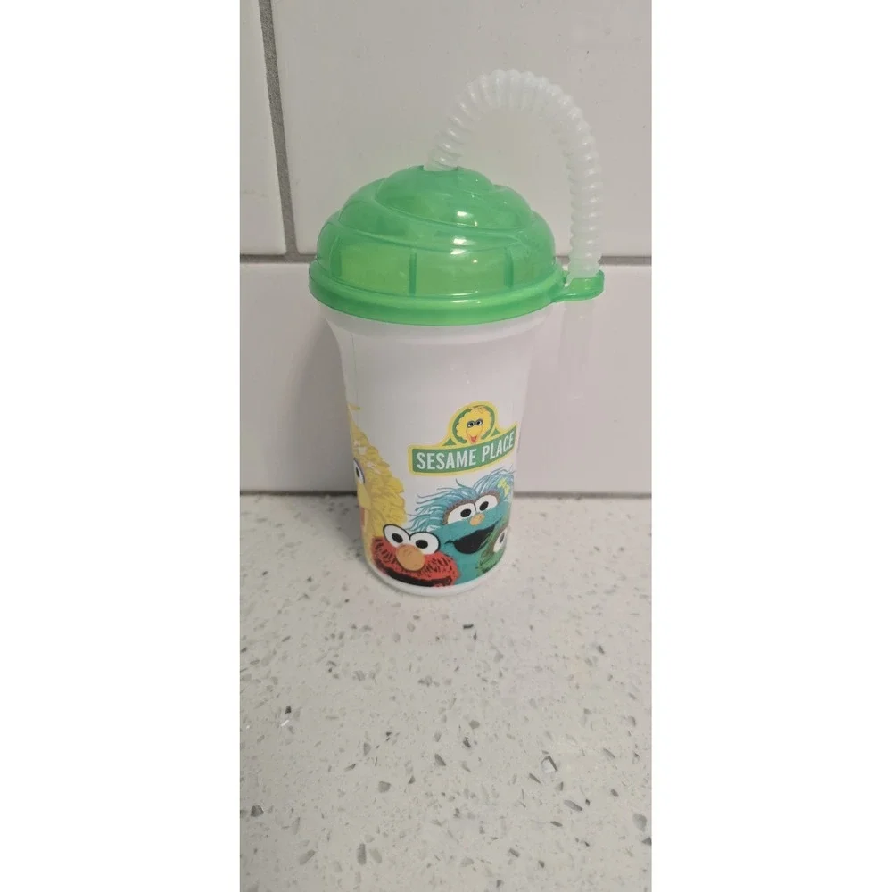 Sesame Place‎ Souvenir Tumbler Kids OS White Green Excellent Elmo Cookie Monster