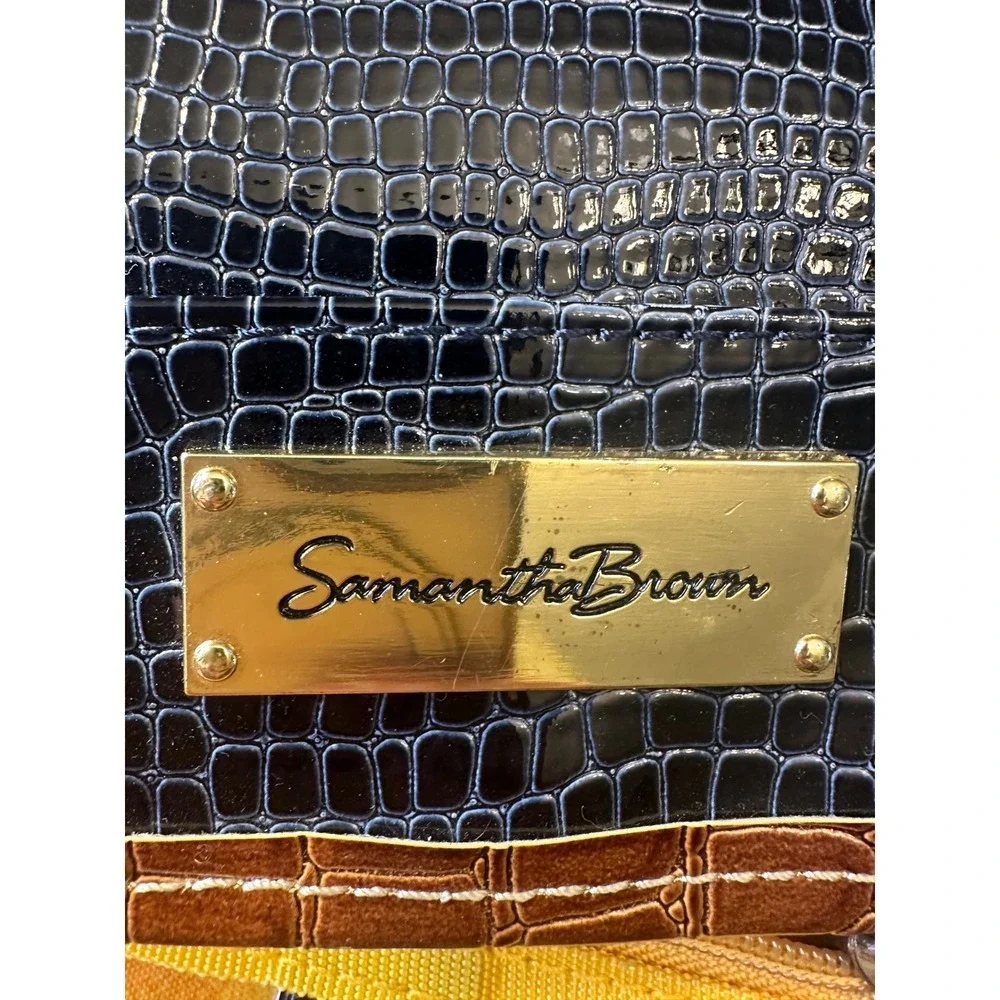 Samantha Brown & Navy Blue Faux Croc Hanging‎ Travel Toiletry Makeup Organizer