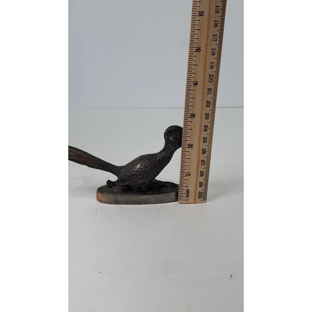 Vintage Bronzed Roadrunner Ring neck Pheasant Paperweight Figure Bird Trinket