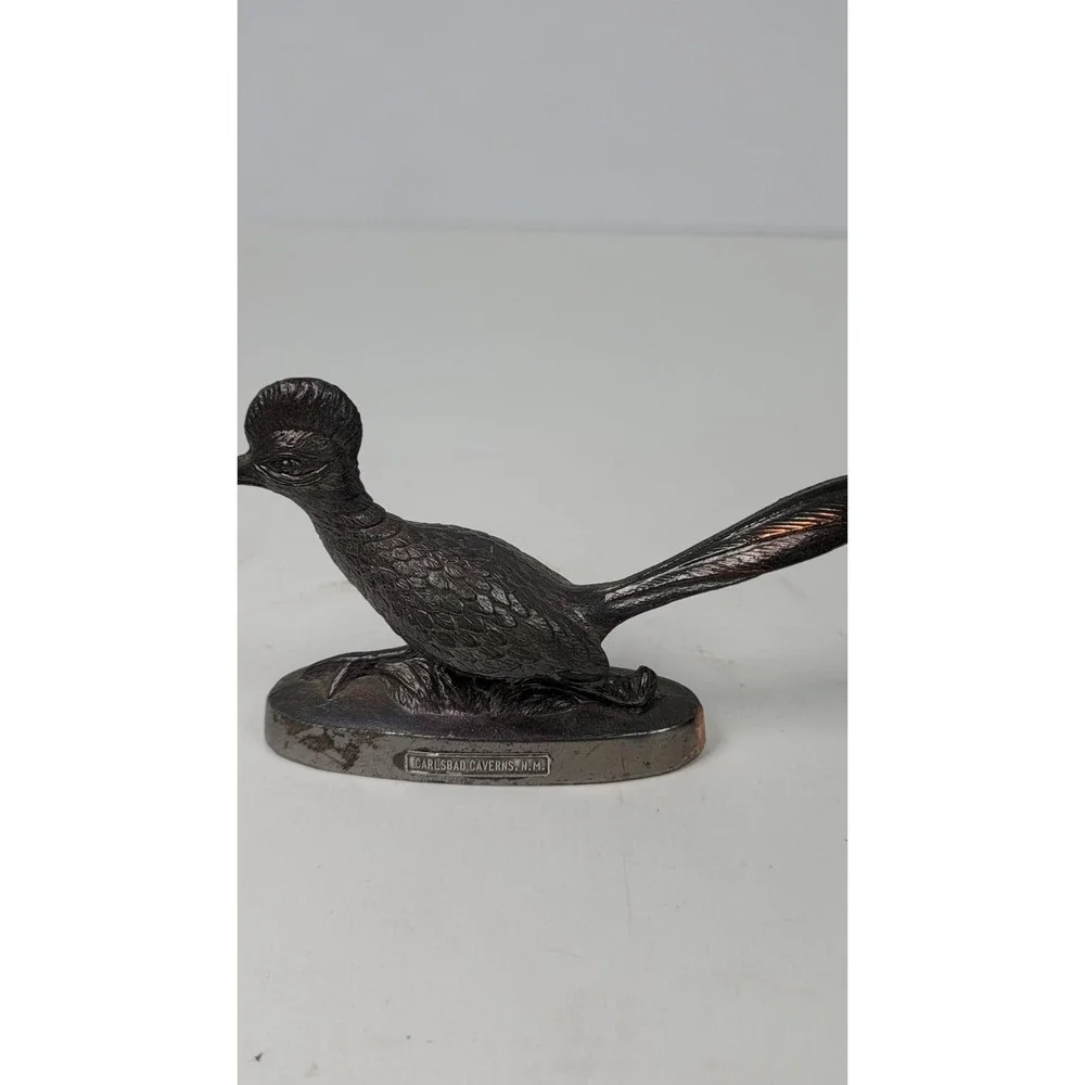 Vintage Bronzed Roadrunner Ring neck Pheasant Paperweight Figure Bird Trinket