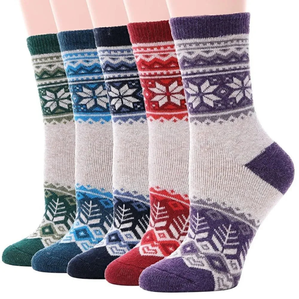Winter Pattern Merino Wool Blend Socks