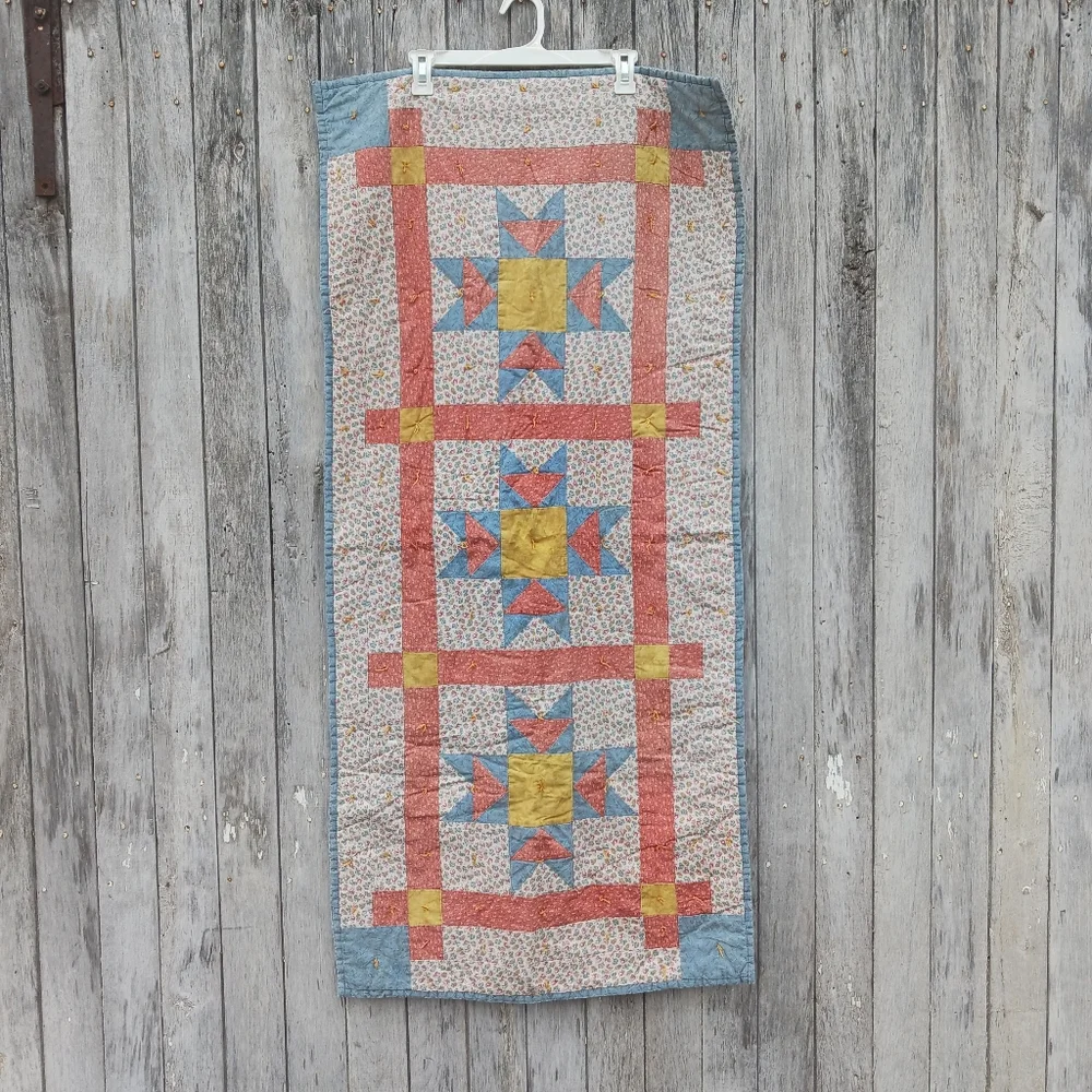 Handmade Quilted Patchwork Table Runner 22 3/8‎ x49 Inches Floral Pastel