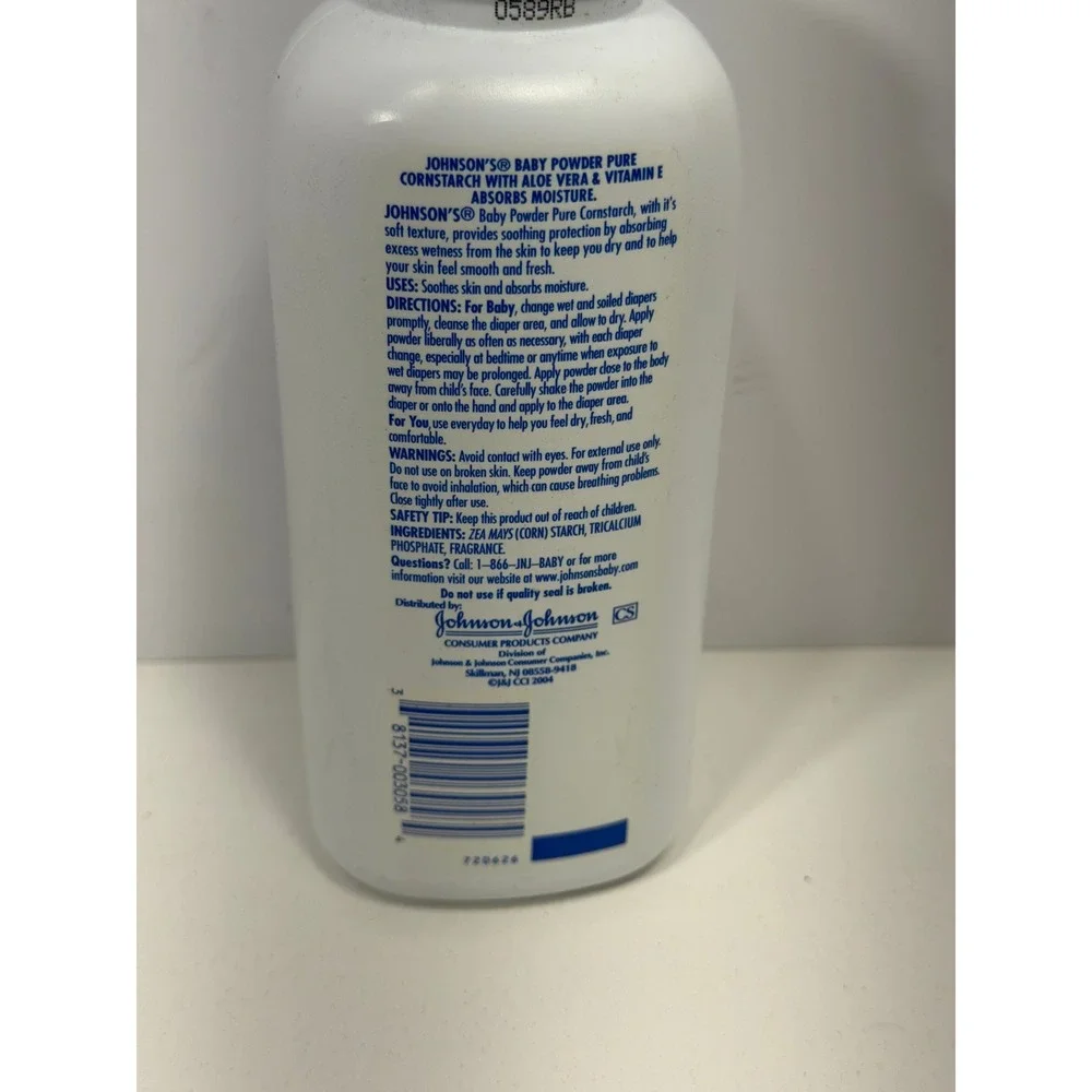 Johnson's Baby Powder Pure Cornstarch Aloe & Vitamin E 15 oz Vintage‎ 2004 USA
