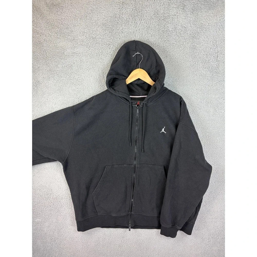 Jordan Hoodie Men 2XL Black Full Zip Fleece Sweatshirt Jumpman Nike Heavyweight
