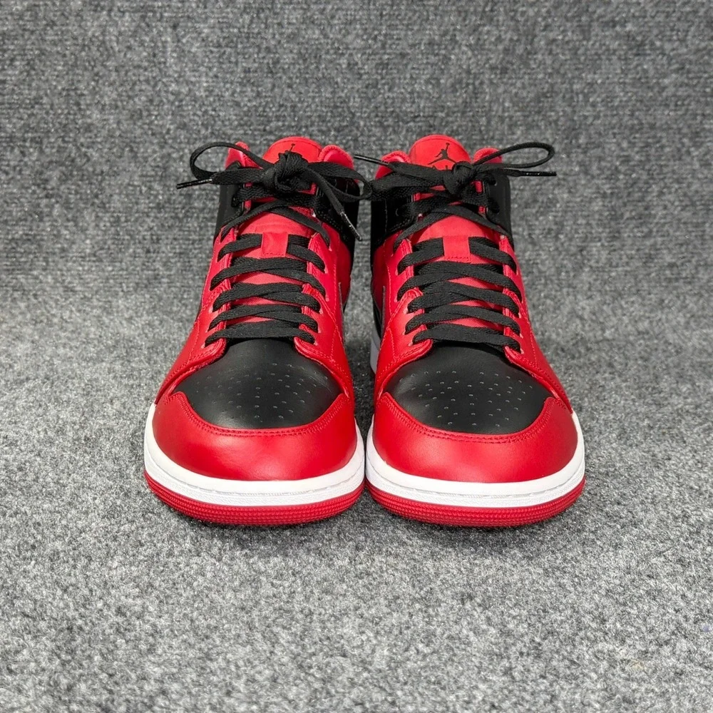 Jordan 1 Mid Reverse Bred Shoes Men's 11 Red Black Athletic Retro Sneakers