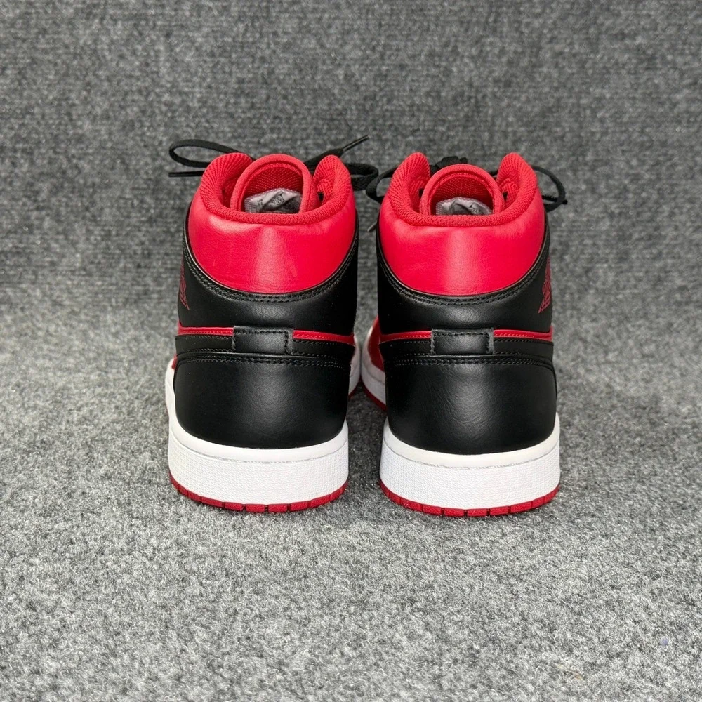 Jordan 1 Mid Reverse Bred Shoes Men's 11 Red Black Athletic Retro Sneakers