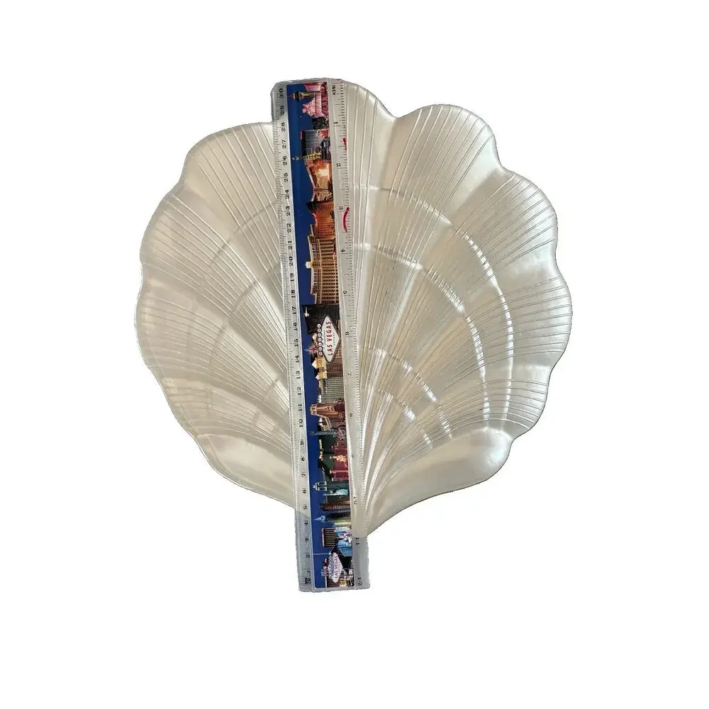 Vintage Frosted Opalescent Glass Clam Shell Serving Platter Plate Coastal 11”