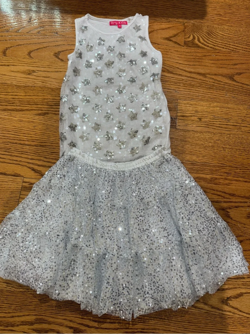Dollie & Me Silver Sequin Star Tank and Tulle Skirt Set