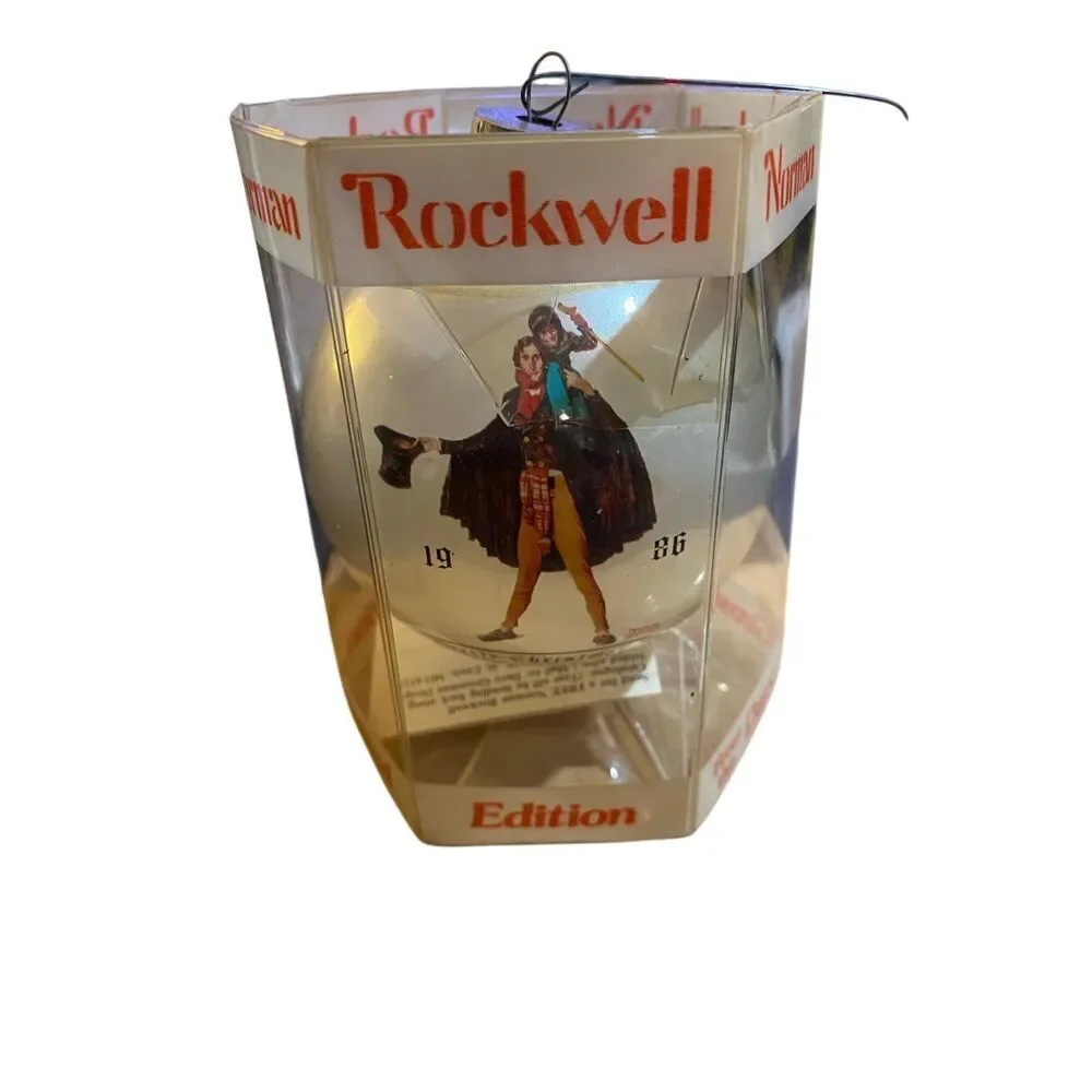 Vintage Norman Rockwell, 1986 Tiny Tim Christmas glass ornament inbox