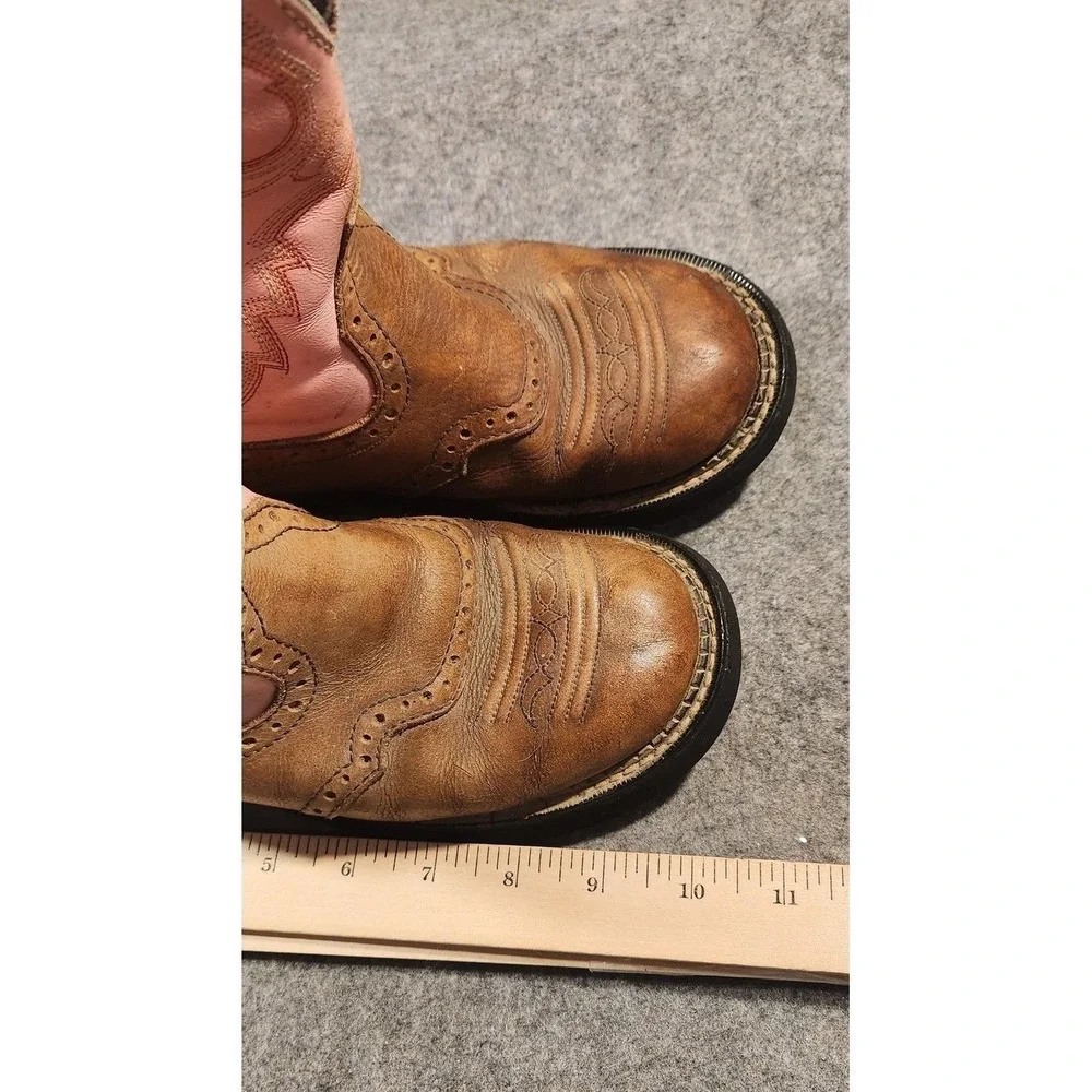 Justin Gypsy Boots Girls Size 9 Brown Pink‎ Leather Western Embroidered Cowgirl