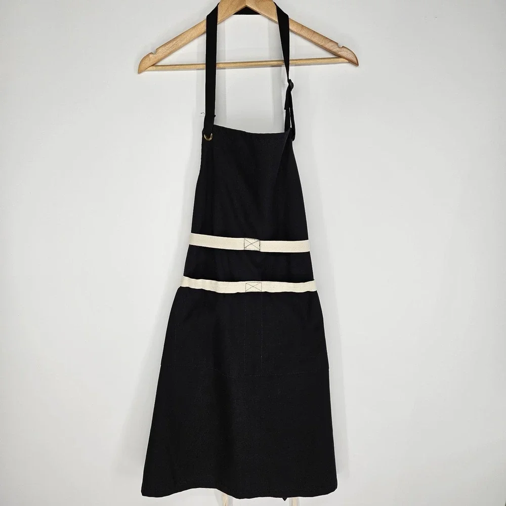 Le Creuset Chef's Apron‎ Black Canvas Adult Cooking Kitchen Excellent Condition