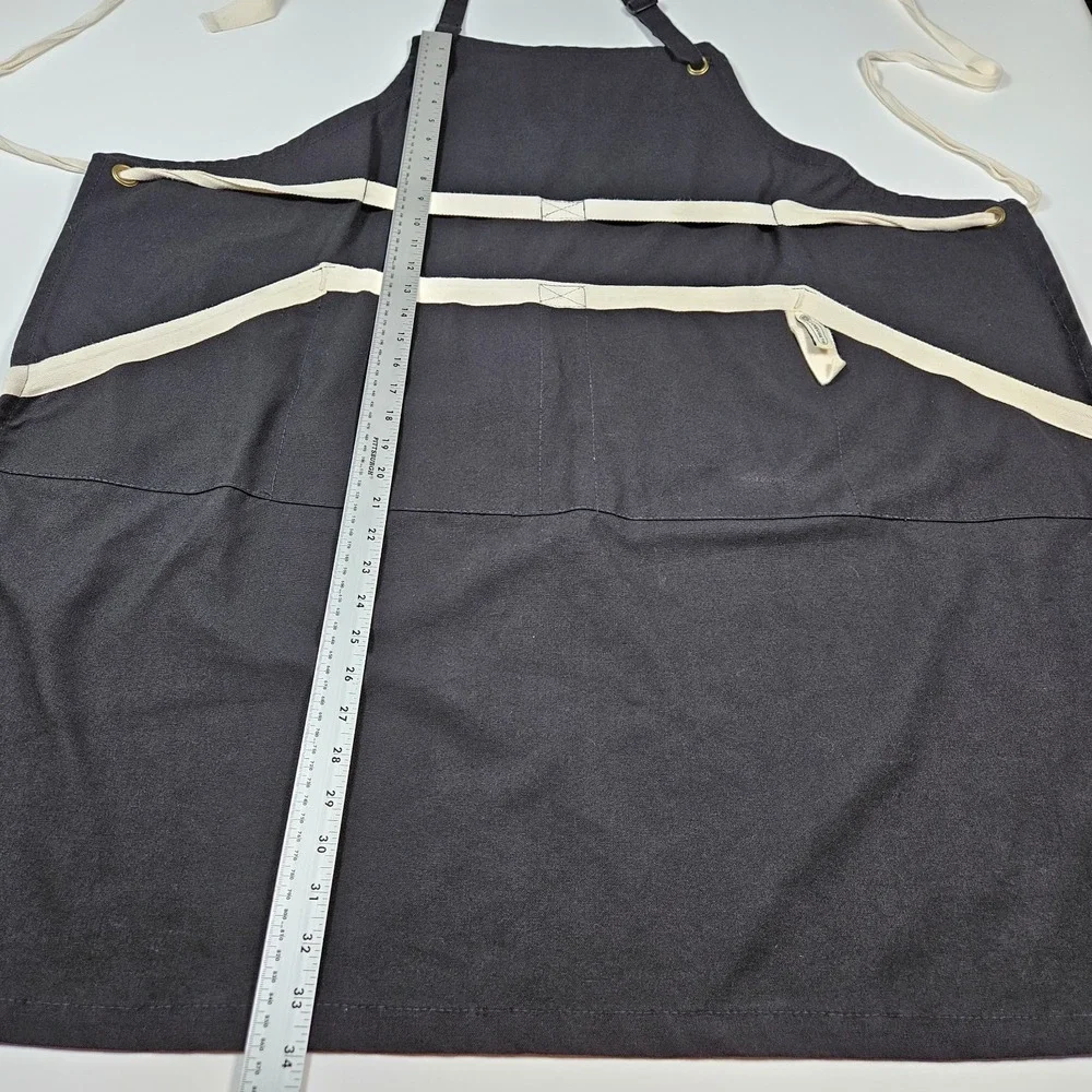 Le Creuset Chef's Apron‎ Black Canvas Adult Cooking Kitchen Excellent Condition