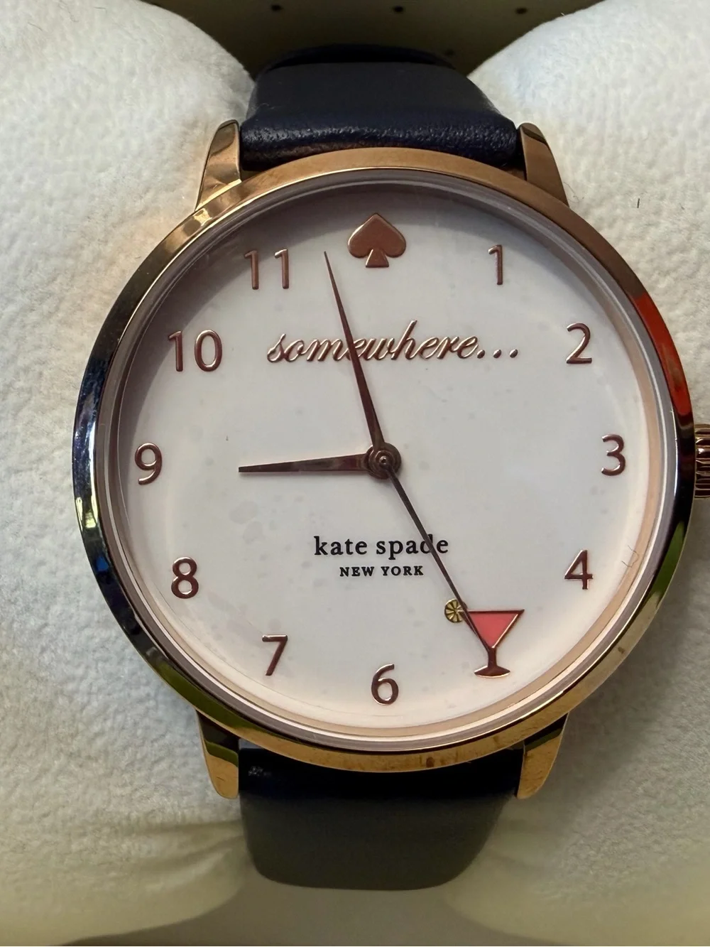 NIB KATE SPADE ♠️ METRO WATCH KSW9051 Rose Gold Martini/ navy band