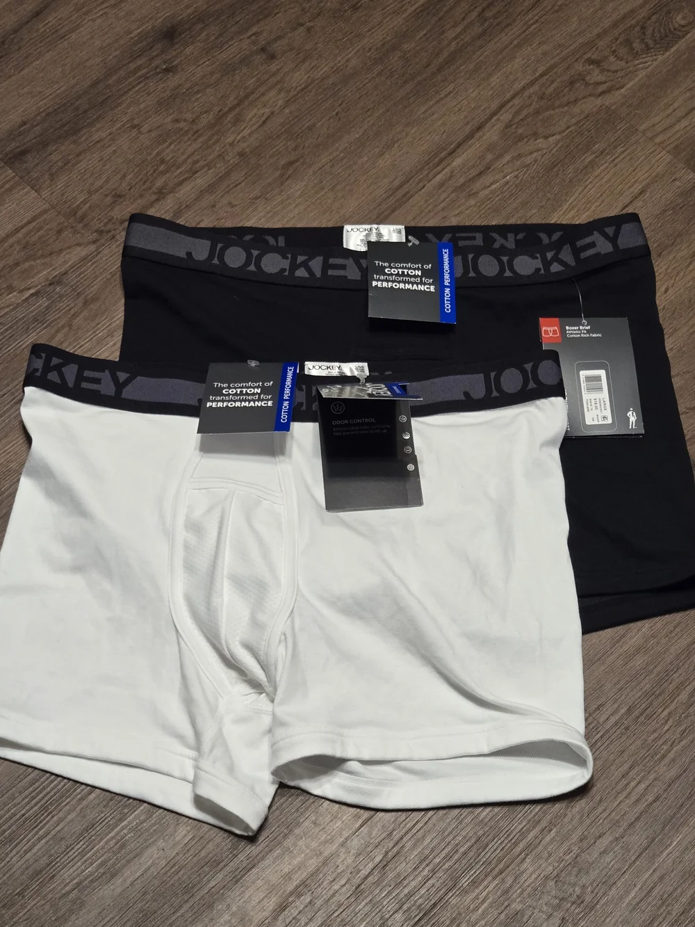 Jockey Men's Cotton Stretch Boxer Briefs - Black & White