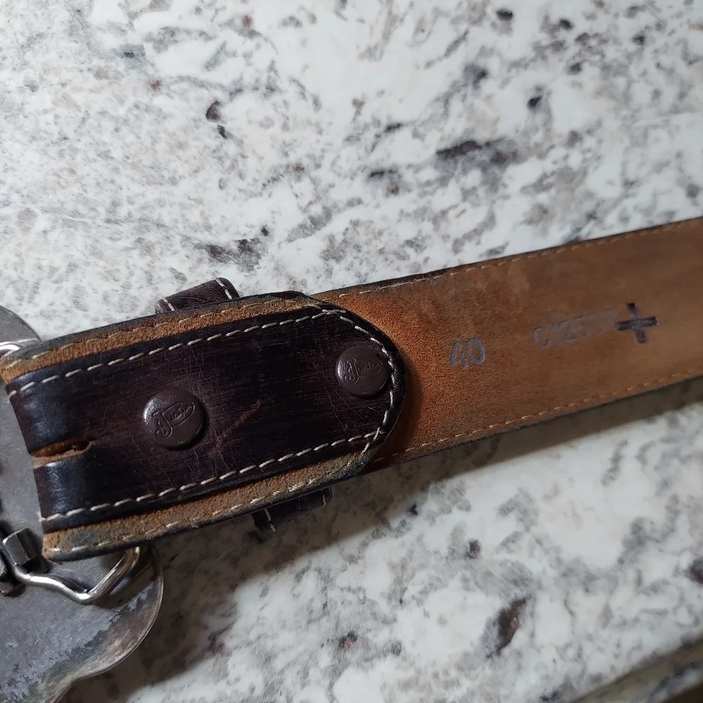 Justin Western Leather Belt With Longhorn Buckle