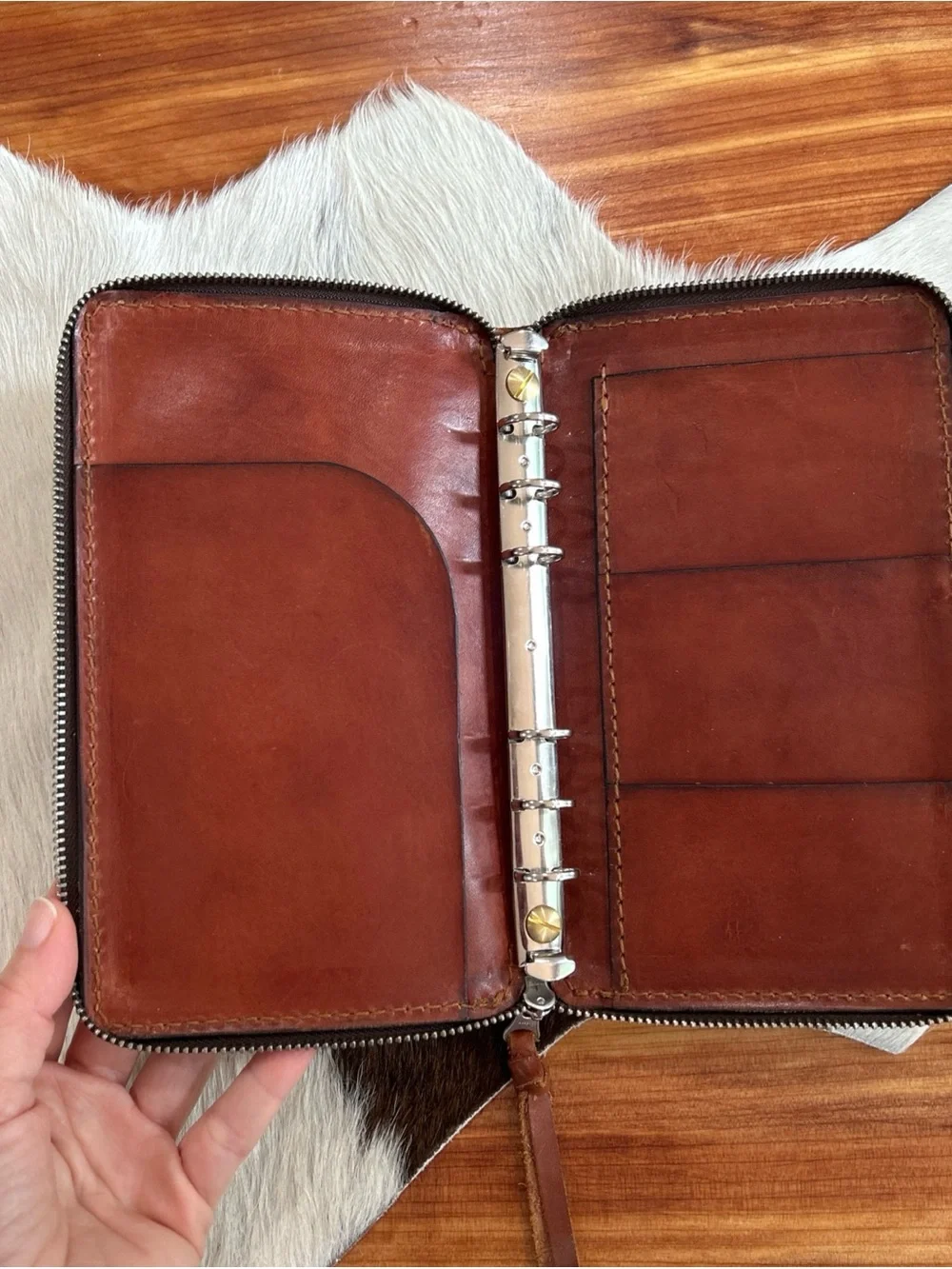 Vintage Planner Organizer Binder Leather Brown