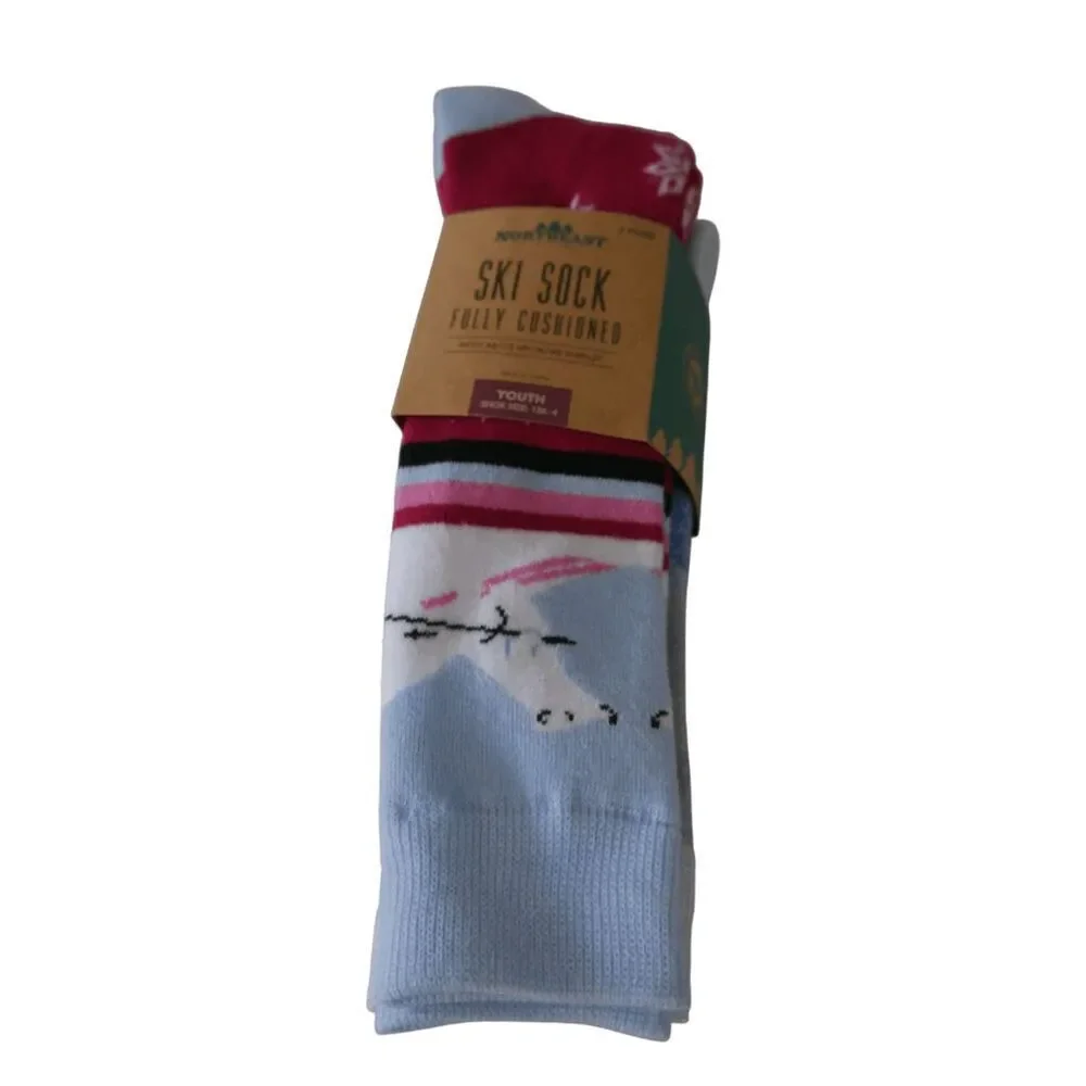 Northeast Outfitters 2-Pairs Youth Cozy Cabin SKI Socks Fully Cushioned 13K-4