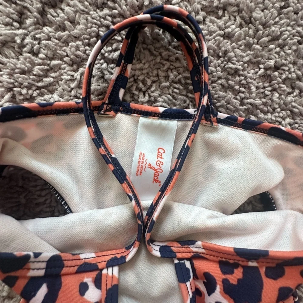 Preloved Cat & Jack Pink and Black Leopard Kids One Piece Bathing Suit