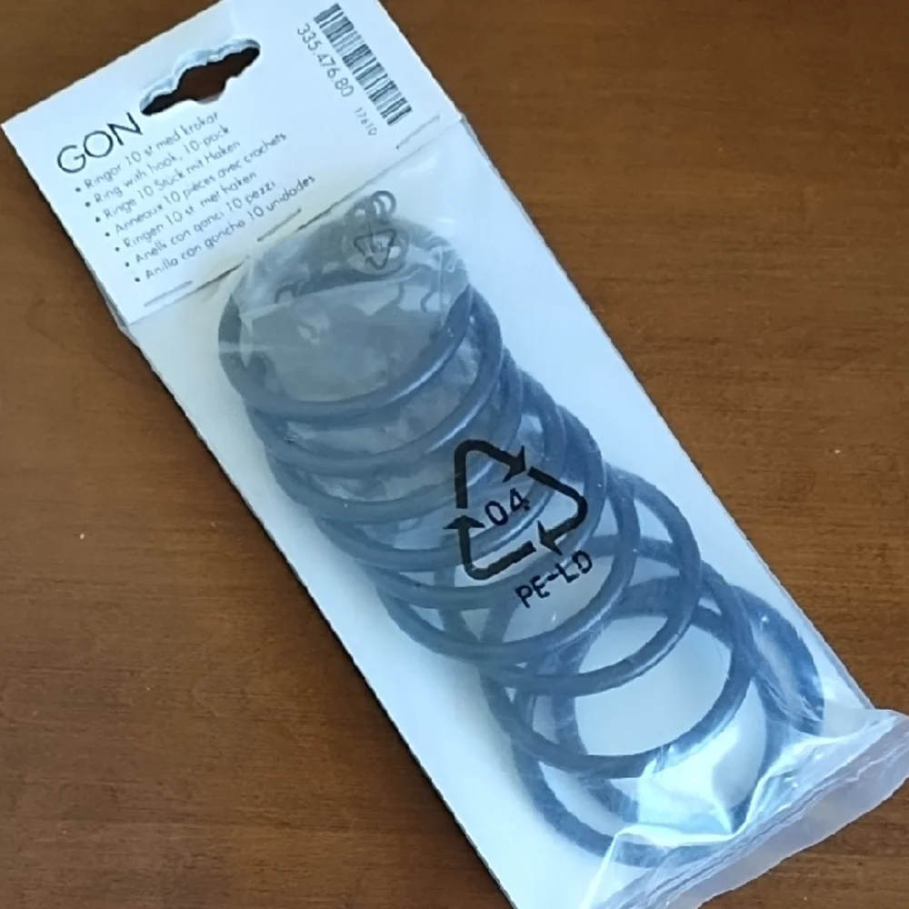 IKEA Metal Curtain Rings Hooks Clips 10-pack Black Contemporary DIY