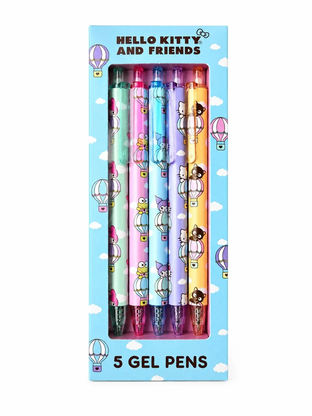 NIB 5PK Hello Kitty & Friends Gel Pens Set Hot Air Balloon Design