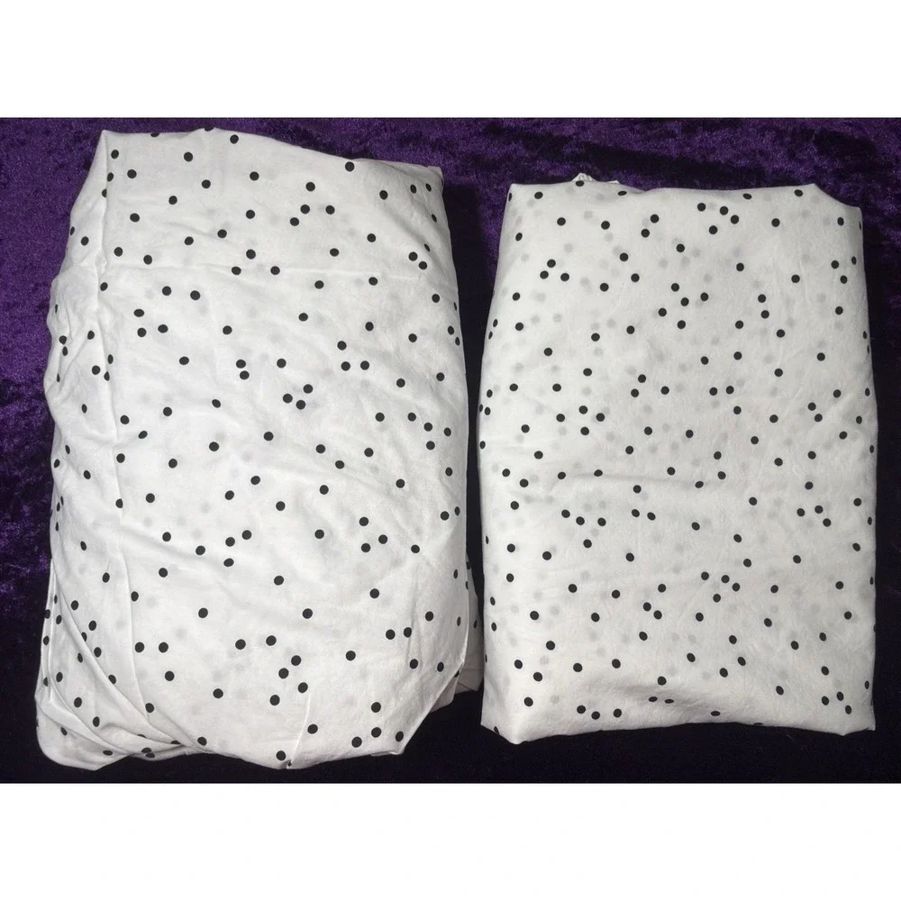 Kate Spade Sheet Set Polka Dot Twin White Black Dots 100% Cotton Bedding