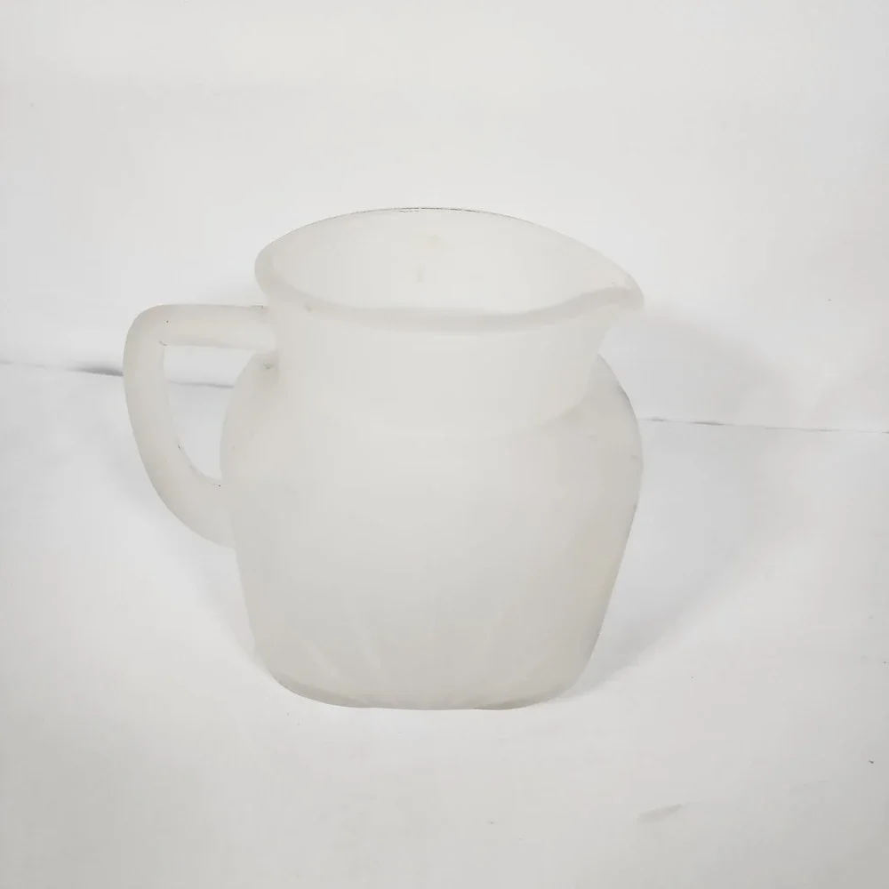 Vintage Frosted Glass Fruit Motif Creamer Pitcher Country Kitchen Decor