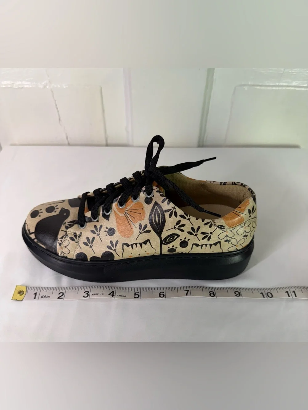 DOGO Myra Go Home Monochrome Cats Chunky Platform Vegan Sneakers Women’s Size 6