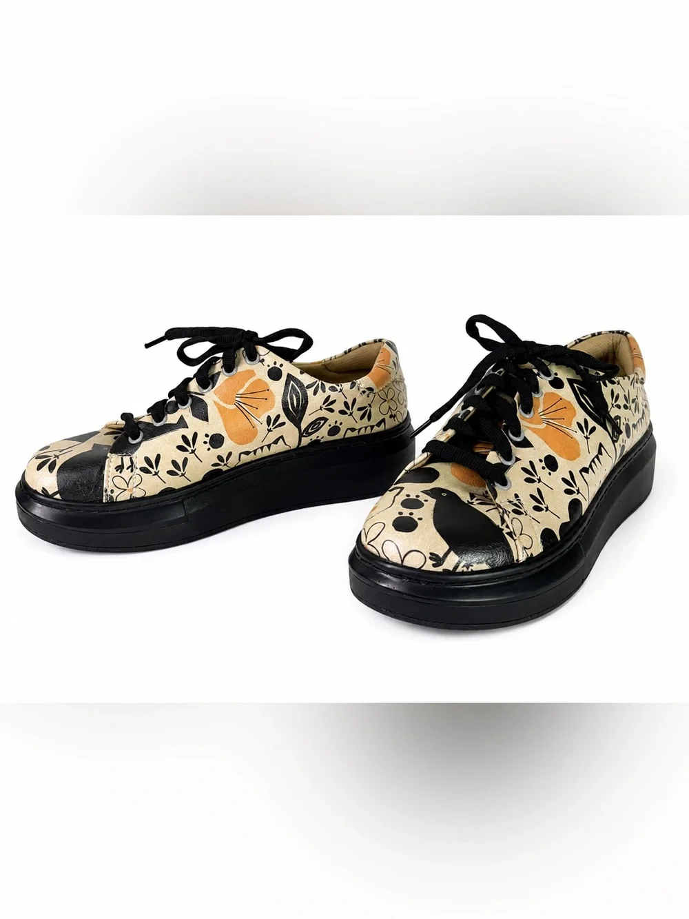 DOGO Myra Go Home Monochrome Cats Chunky Platform Vegan Sneakers Women’s Size 6