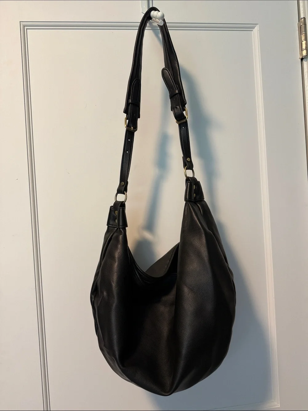 Anthropologie Black Leather Hobo Shoulder Bag