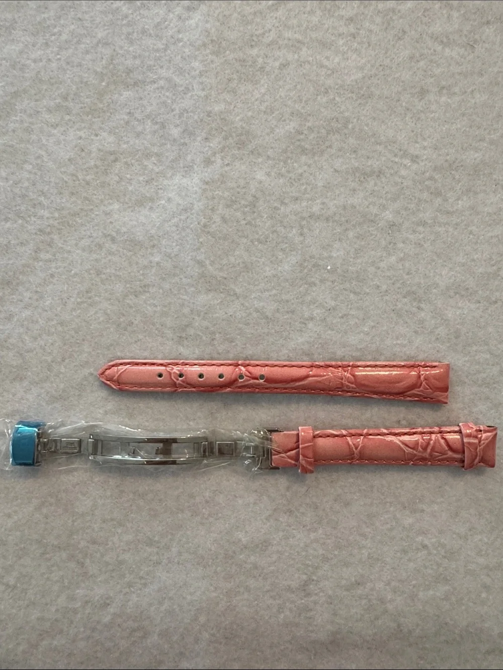 Lucien Piccard Pink Leather Watch Strap with Silver Deployment Clasp