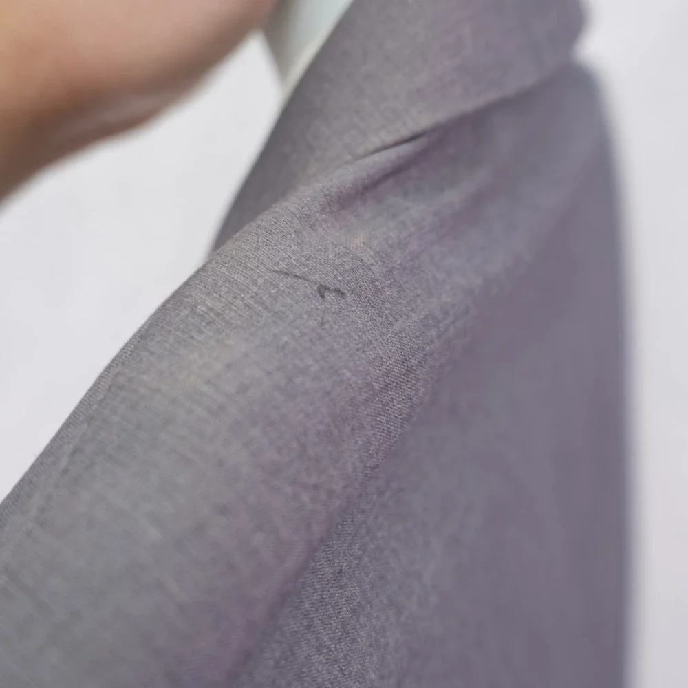 DAMAGED Pronto Uomo Polyester Wool Suit Jacket‎ Gray 44R Tagged 46R  2 Button