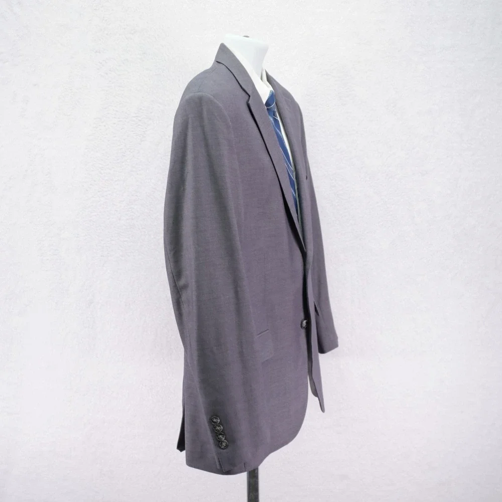 DAMAGED Pronto Uomo Polyester Wool Suit Jacket‎ Gray 44R Tagged 46R  2 Button