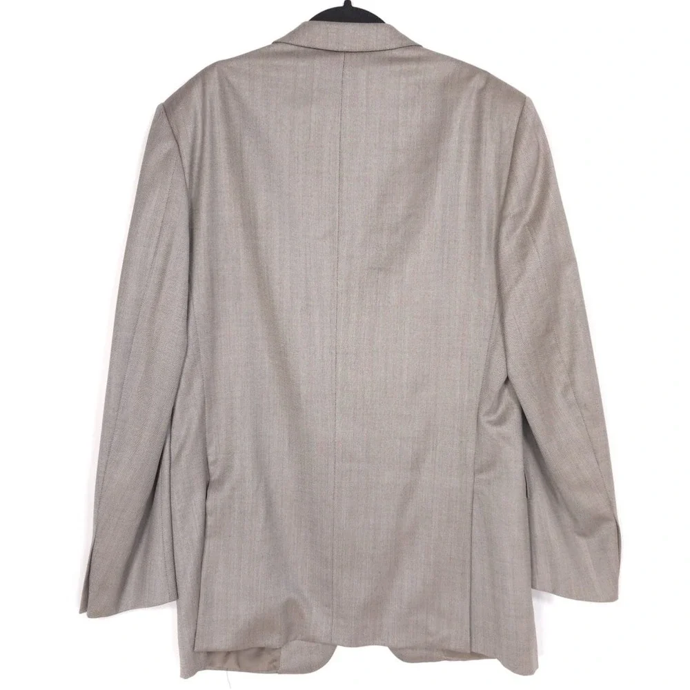 ERMENEGILDO ZEGNA Trofeo Silk Herringbone Blazer Beige Men 42L SWITZERLAND‎