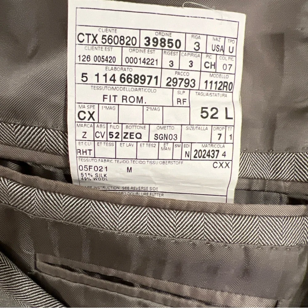 ERMENEGILDO ZEGNA Trofeo Silk Herringbone Blazer Beige Men 42L SWITZERLAND‎