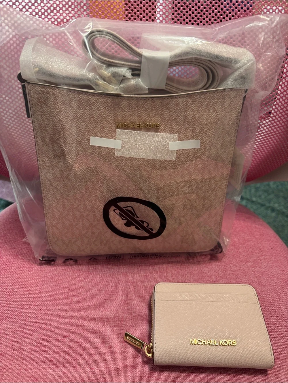 Michael Kors Blush Pink Crossbody with Matching Card Case