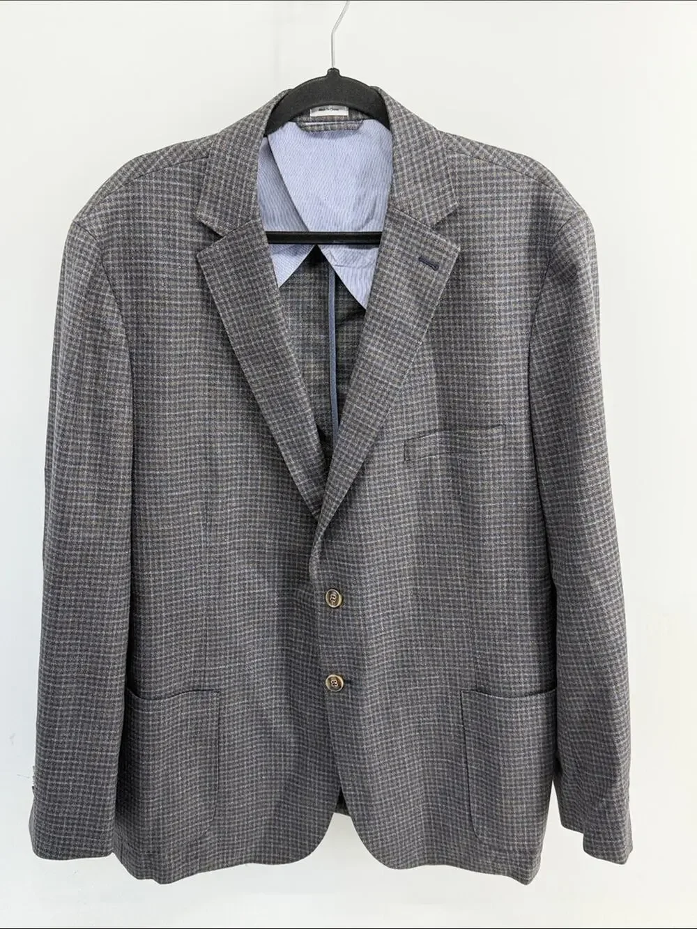 Peter Millar wool silk linen blend plaid 2 button double vent sport coat blazer