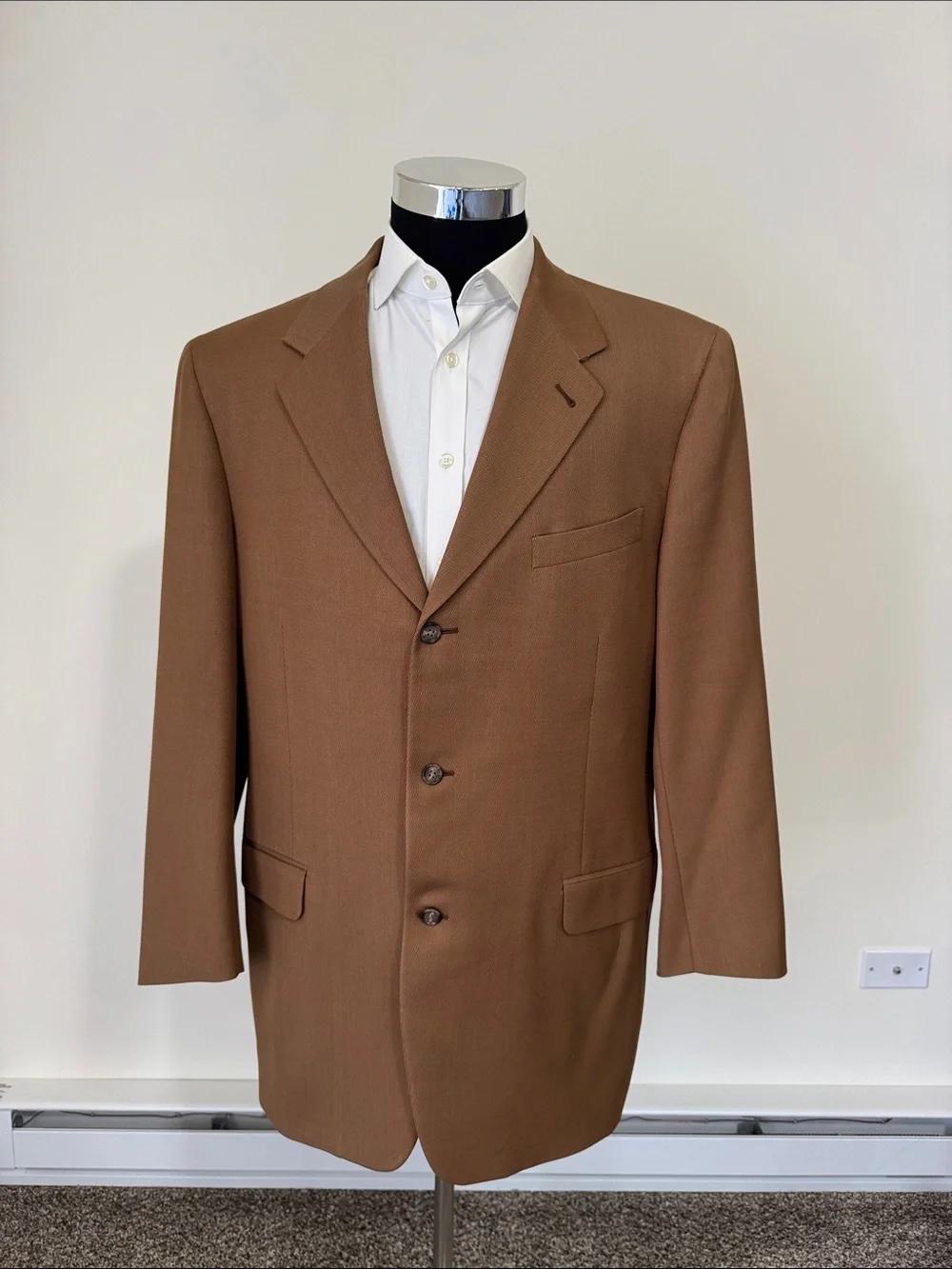 Canali mens 46L brown solid 100% wool 3-button suit jacket EUC