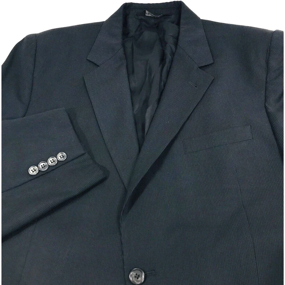 Jos A Bank Signature Chalk Stripe Sport Coat Wool Black 42 Academia Preppy