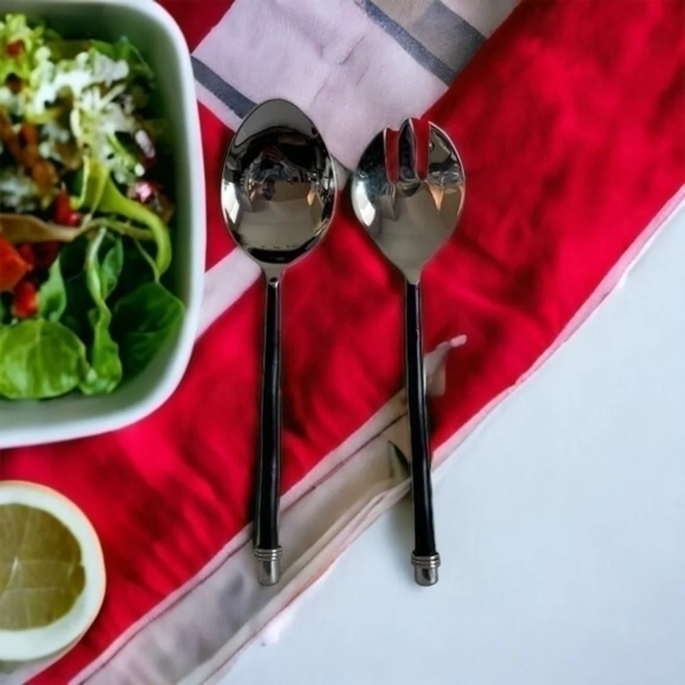 Vintage Storehouse Artisan 2-Piece Stainless Steel Salad Server Set India New
