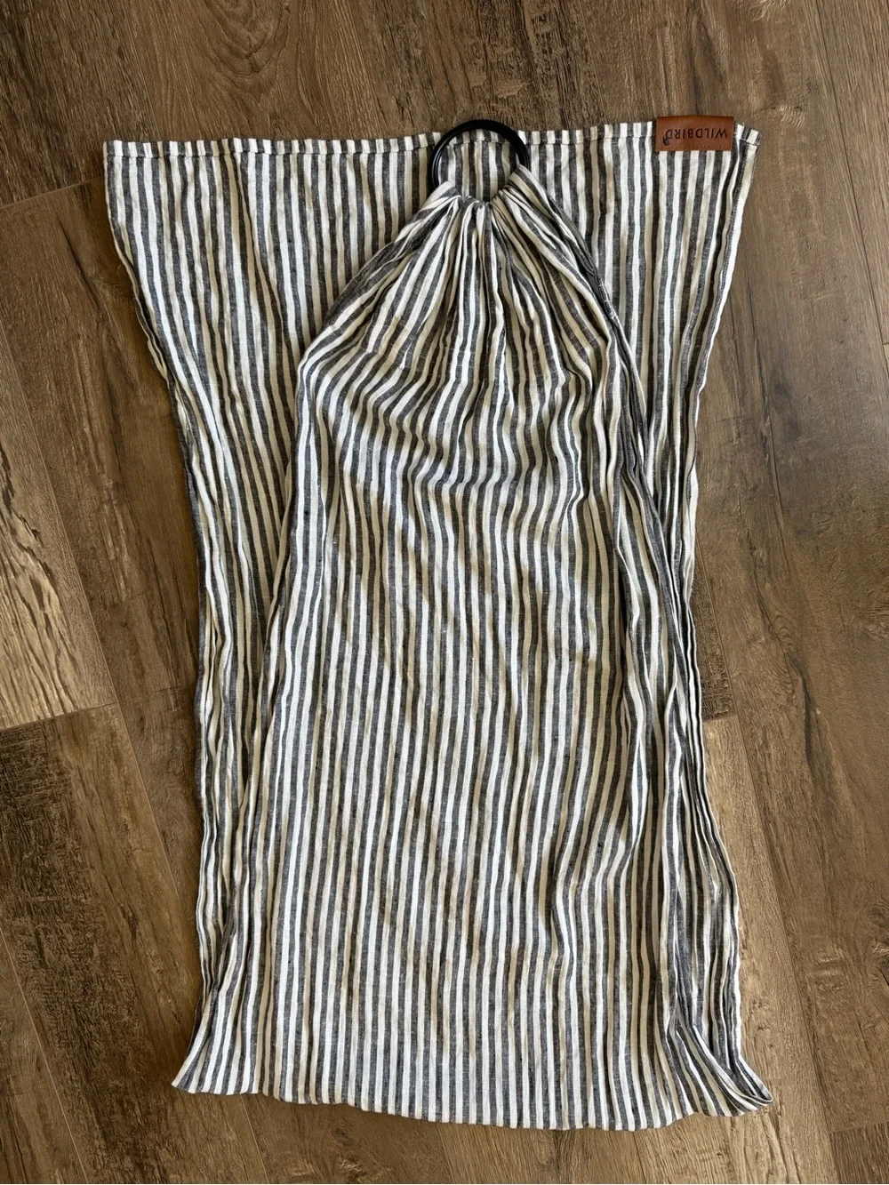 WildBird Black & White Striped Ring Sling with Leather Logo
