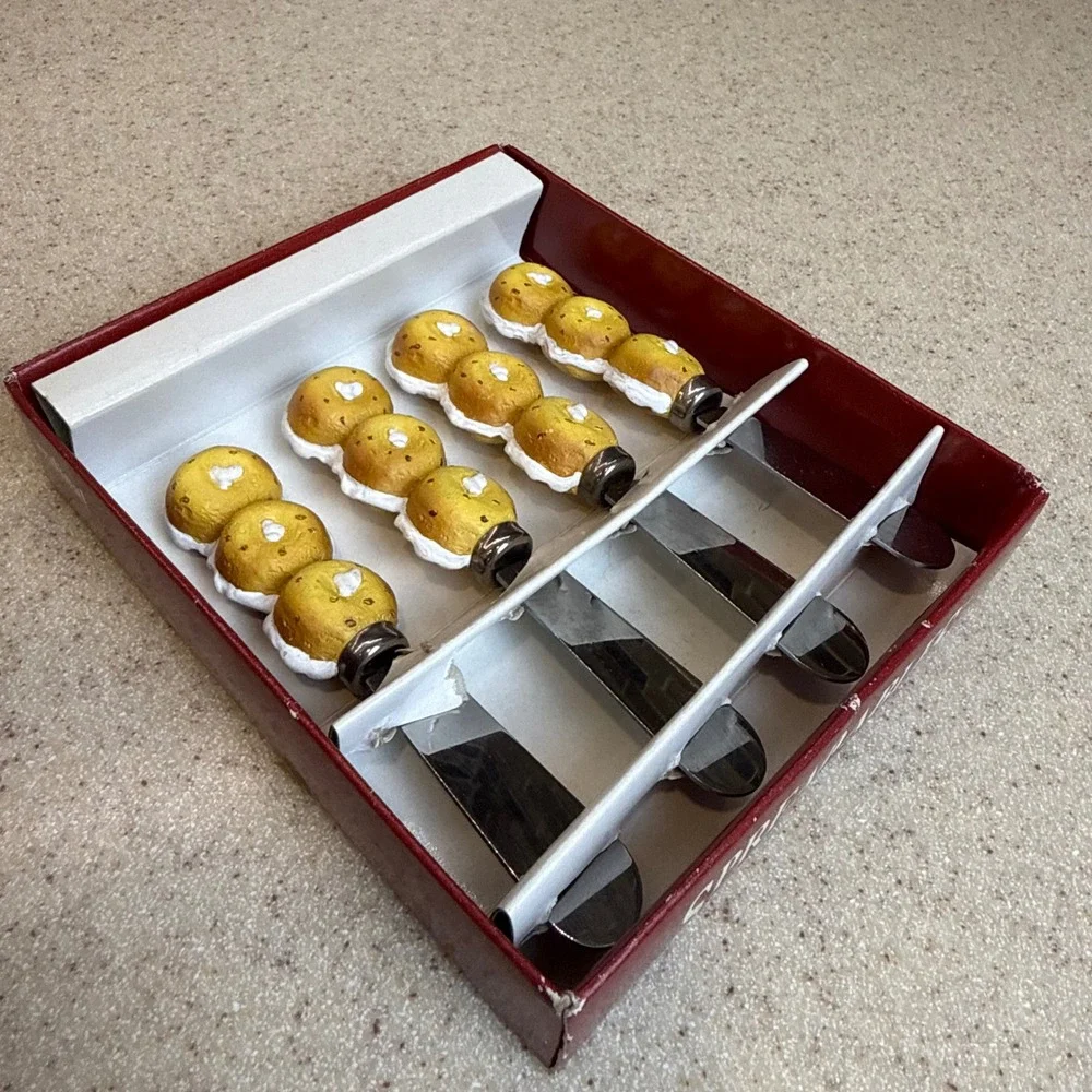 Vintage Spreadables Bagels Gourmet Butter Spreaders Set 4pc Stainless Steel Used