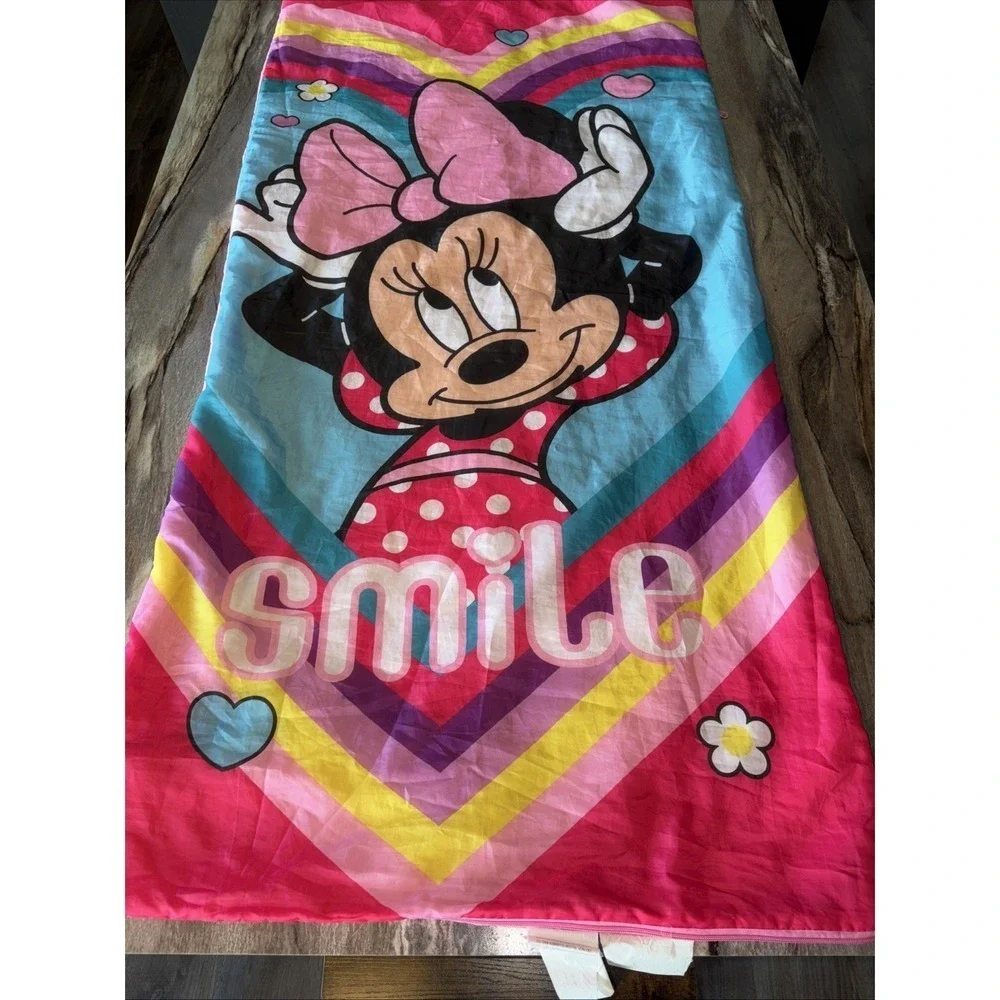 Toddler Girls Disney Mini Mouse Pink Soft Sleeping Bag Blanket Warm 53x27