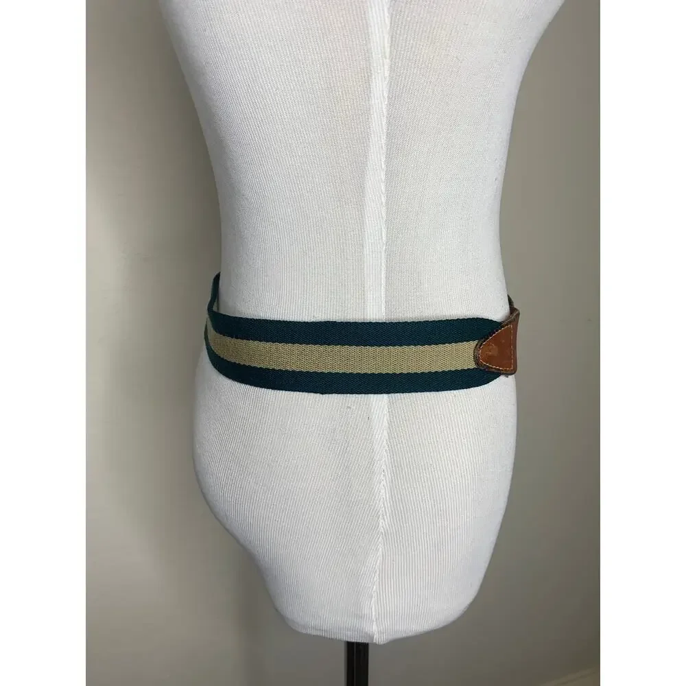 Green Tan Twill Leather Belt 1.75