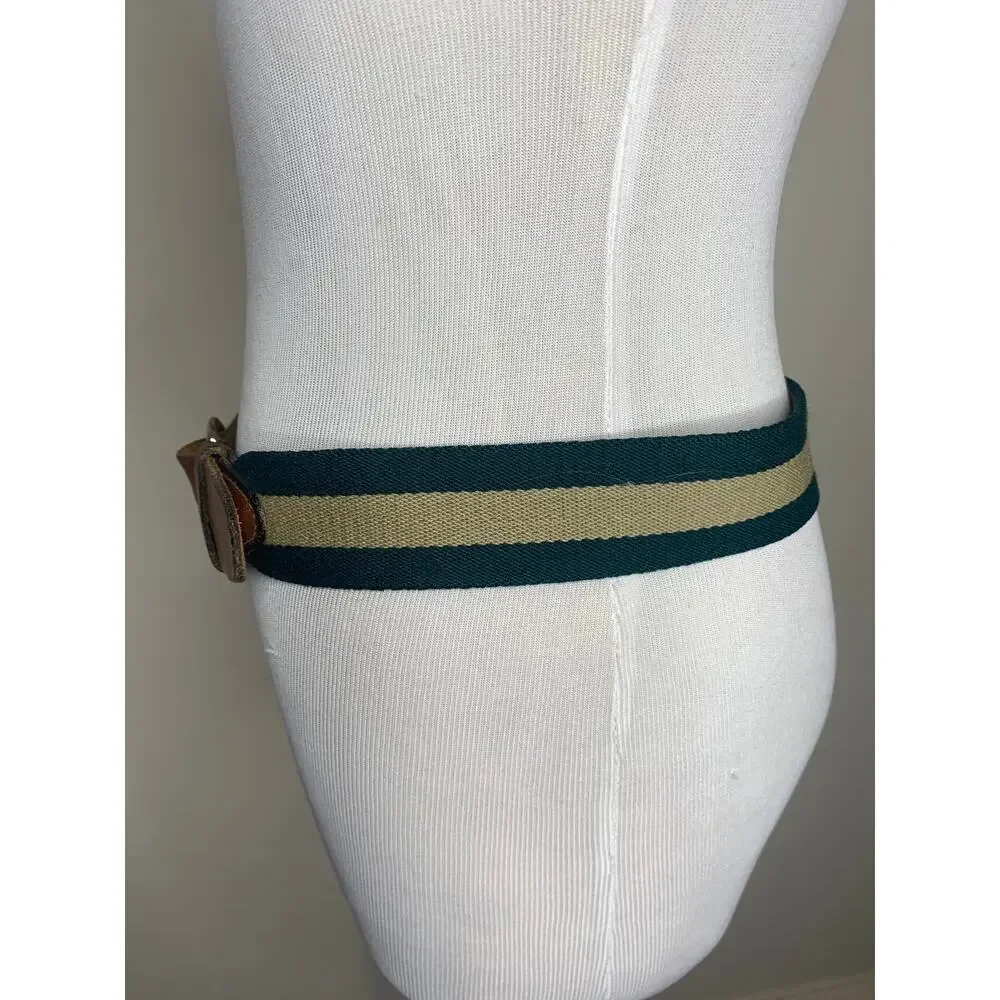 Green Tan Twill Leather Belt 1.75