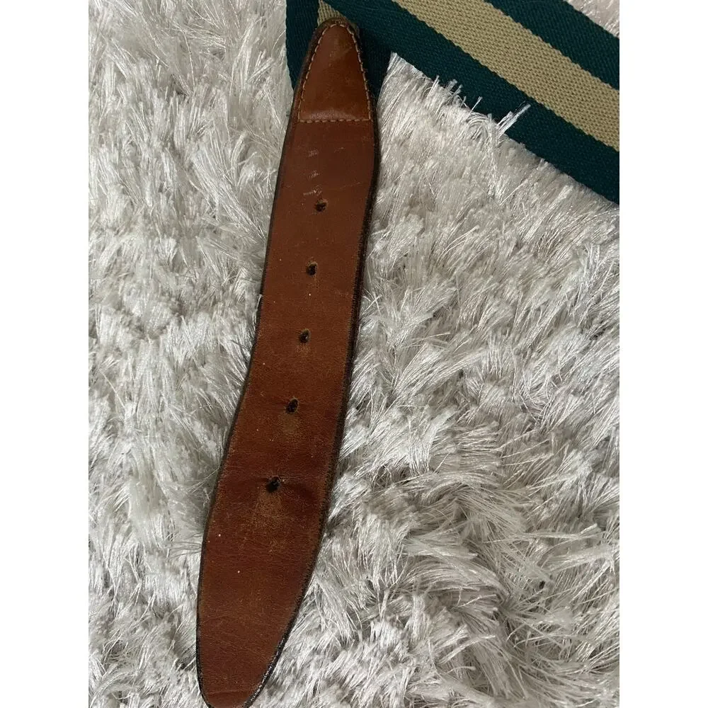 Green Tan Twill Leather Belt 1.75