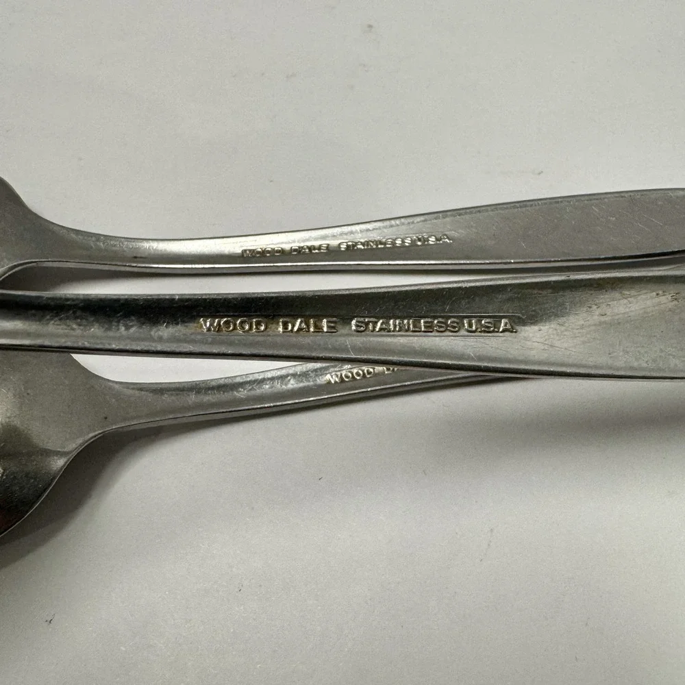 7 Flatware Sears Roebuck Wood Dale Stainless Sunflower 4 Tablespoons 3 Teaspoons